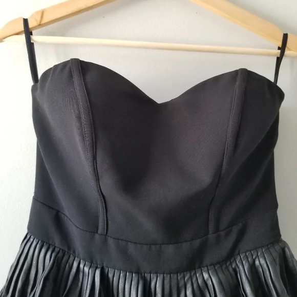 bebe Black Strapless Tiered Mini Dress - Picture 5 of 15